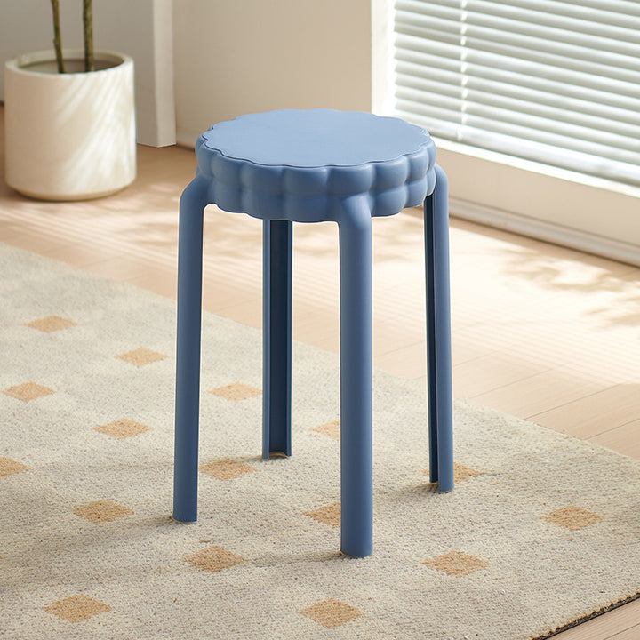 Moderner nordischer Kunststoff-Hocker in Blumenform ohne Rückenlehne und Armlehnen für das Wohnzimmer 
