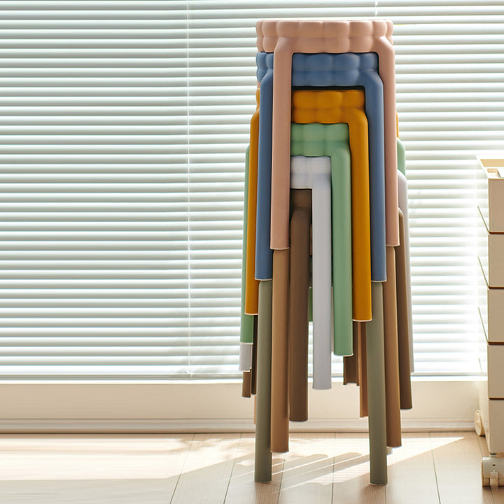 Moderner nordischer Kunststoff-Hocker in Blumenform ohne Rückenlehne und Armlehnen für das Wohnzimmer 