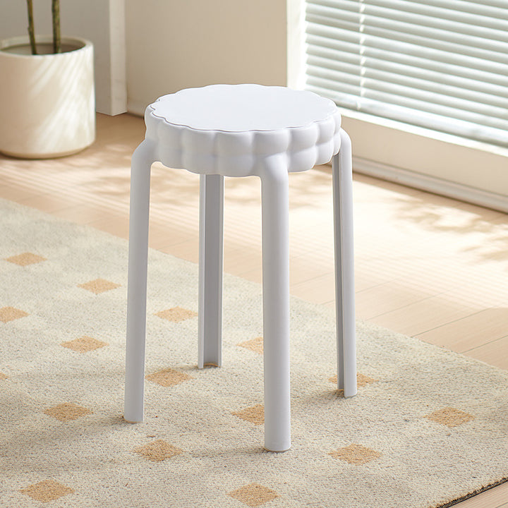 Moderner nordischer Kunststoff-Hocker in Blumenform ohne Rückenlehne und Armlehnen für das Wohnzimmer 