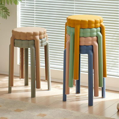 Contemporary Nordic Flower-Shaped PP Stool Backless Armless For Living Room