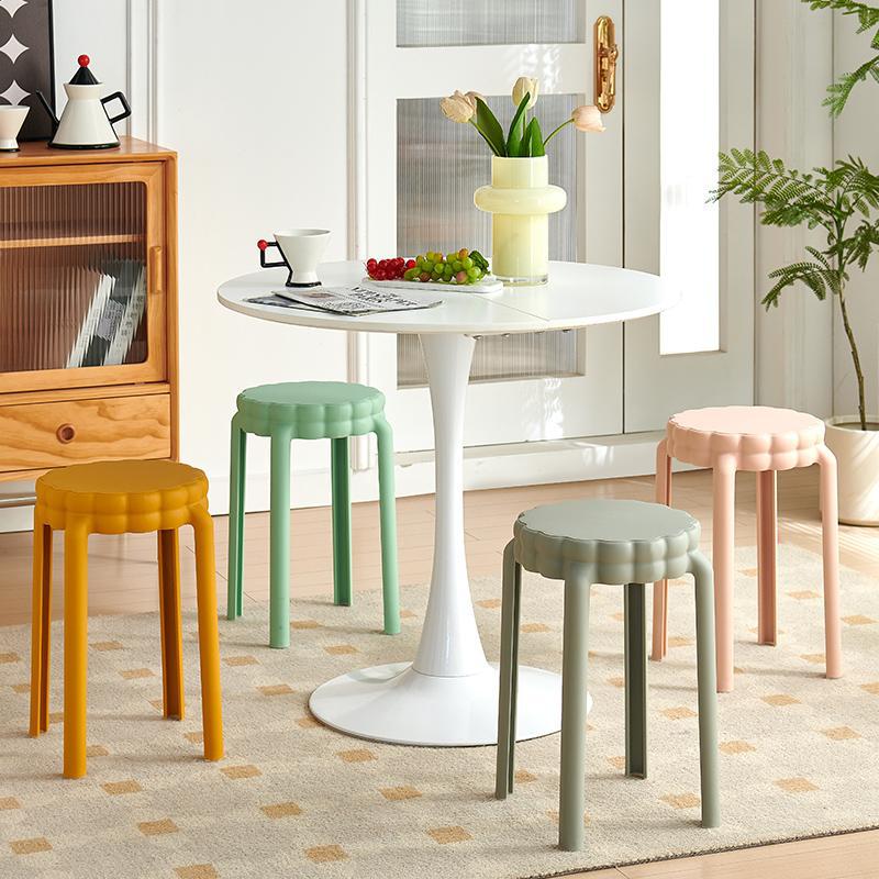Contemporary Nordic Flower-Shaped PP Stool Backless Armless For Living Room
