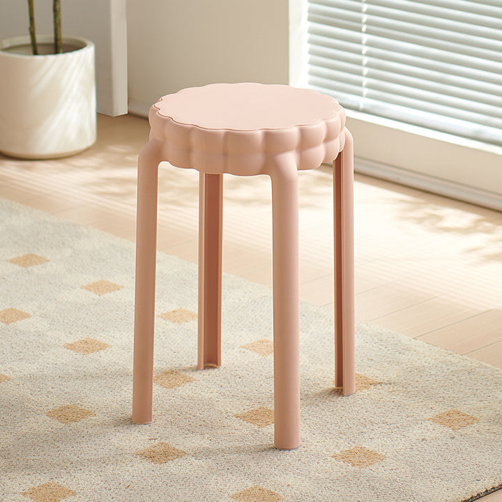 Moderner nordischer Kunststoff-Hocker in Blumenform ohne Rückenlehne und Armlehnen für das Wohnzimmer 