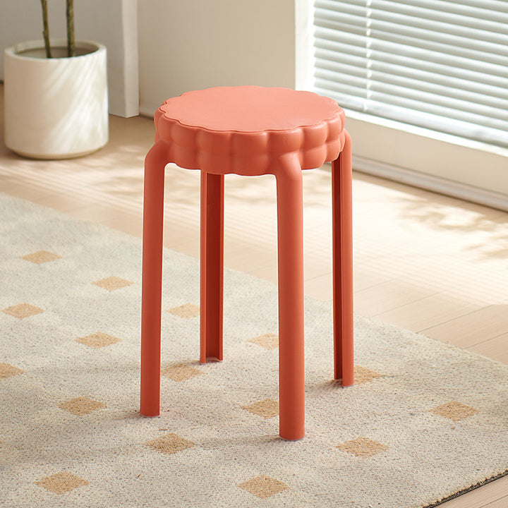 Moderner nordischer Kunststoff-Hocker in Blumenform ohne Rückenlehne und Armlehnen für das Wohnzimmer 