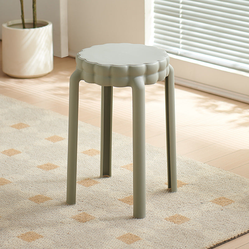 Moderner nordischer Kunststoff-Hocker in Blumenform ohne Rückenlehne und Armlehnen für das Wohnzimmer 