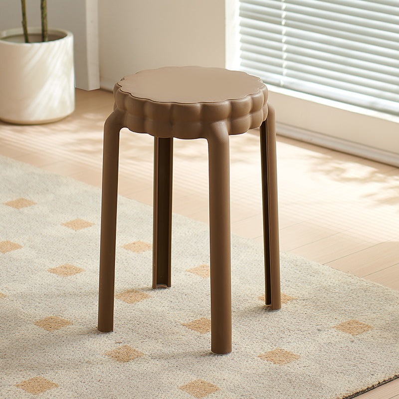 Moderner nordischer Kunststoff-Hocker in Blumenform ohne Rückenlehne und Armlehnen für das Wohnzimmer 