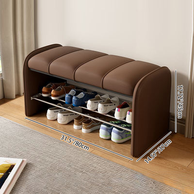Modern Simplicity Rectangular Iron Synthetic Leather Composite Board Foam Shoe Bench Backless Armless For Entryways
