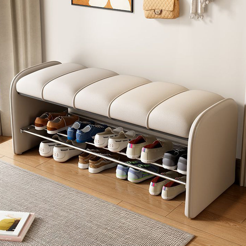 Modern Simplicity Rectangular Iron Synthetic Leather Composite Board Foam Shoe Bench Backless Armless For Entryways