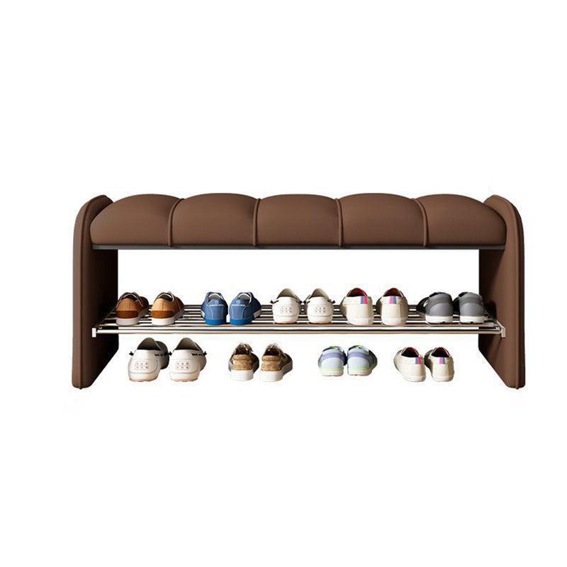 Modern Simplicity Rectangular Iron Synthetic Leather Composite Board Foam Shoe Bench Backless Armless For Entryways