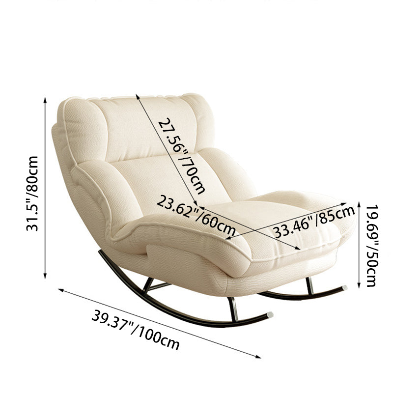 Contemporary Nordic Adjustable Square Tech Velvet Carbon Steel Sponge Rocking Chair Backrest Armless For Living Room
