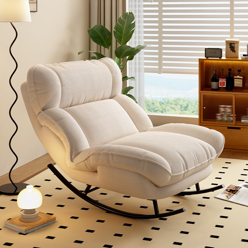 Contemporary Nordic Adjustable Square Tech Velvet Carbon Steel Sponge Rocking Chair Backrest Armless For Living Room