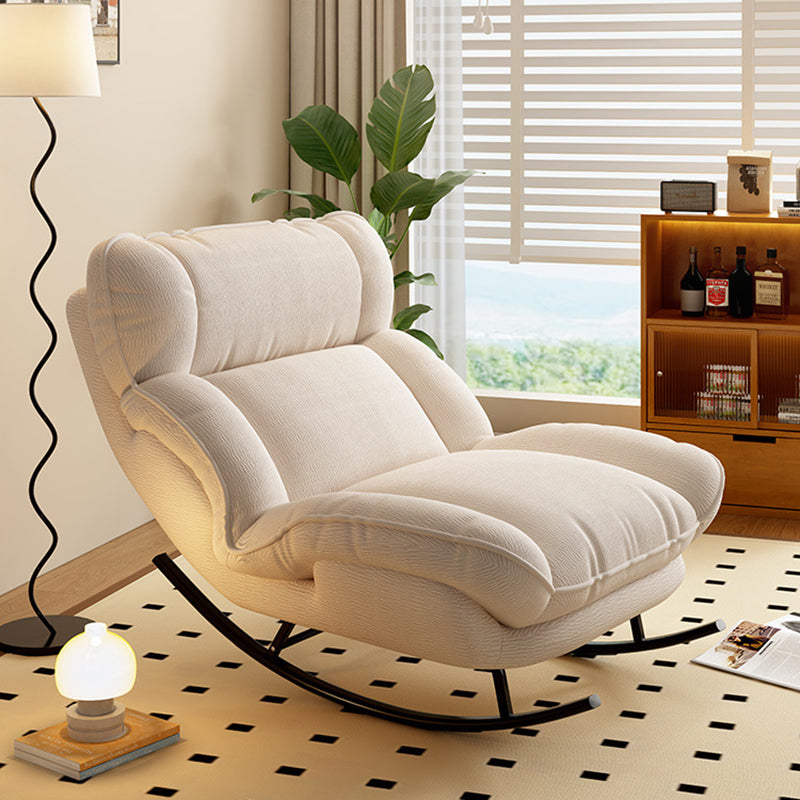 Contemporary Nordic Adjustable Square Tech Velvet Carbon Steel Sponge Rocking Chair Backrest Armless For Living Room