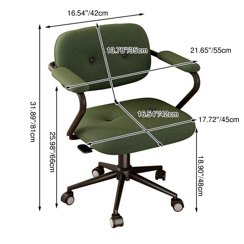 Modern Minimalist Liftable Movable Adjustable Square Corduroy Stainless Steel Foam Desk Chair Backrest Armrests For Bedroom