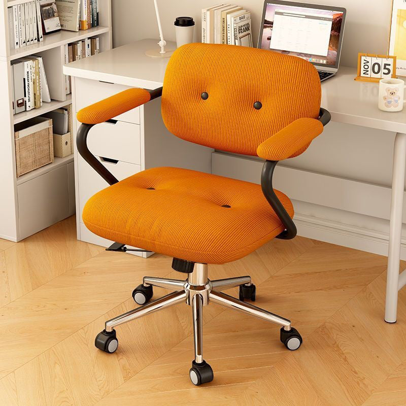 Modern Minimalist Liftable Movable Adjustable Square Corduroy Stainless Steel Foam Desk Chair Backrest Armrests For Bedroom