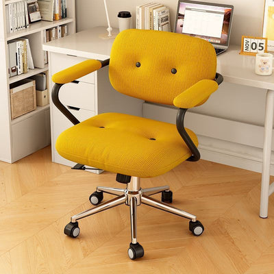 Modern Minimalist Liftable Movable Adjustable Square Corduroy Stainless Steel Foam Desk Chair Backrest Armrests For Bedroom