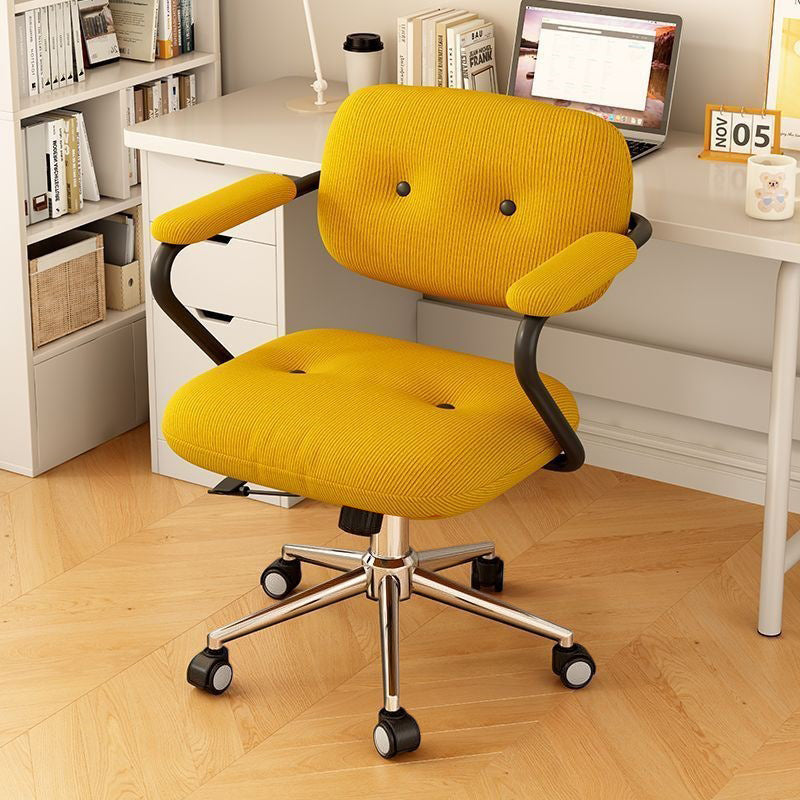 Modern Minimalist Liftable Movable Adjustable Square Corduroy Stainless Steel Foam Desk Chair Backrest Armrests For Bedroom
