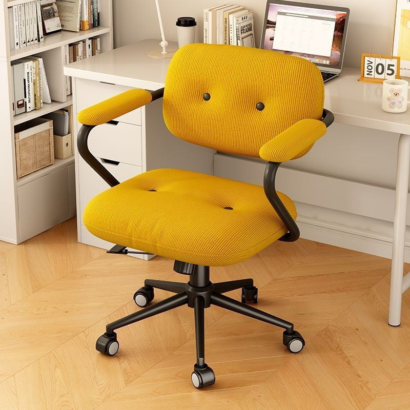 Modern Minimalist Liftable Movable Adjustable Square Corduroy Stainless Steel Foam Desk Chair Backrest Armrests For Bedroom