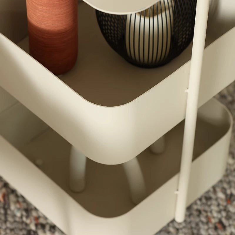 Modern Minimalist Movable Square Carbon Steel End Table 3-Tier For Living Room