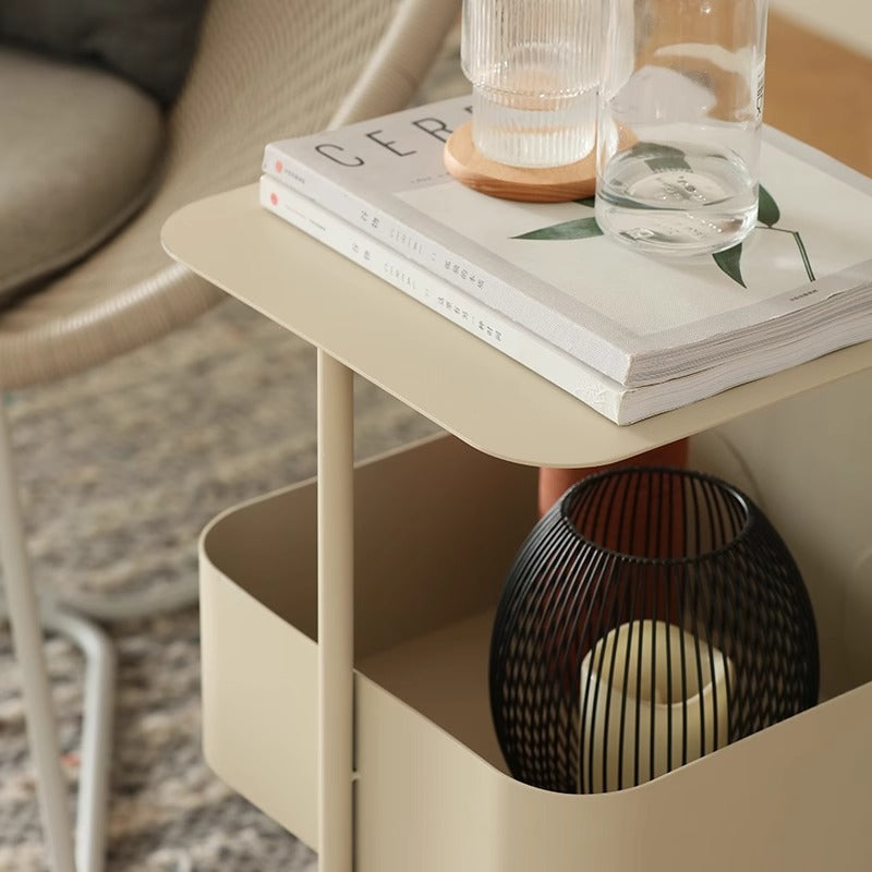 Modern Minimalist Movable Square Carbon Steel End Table 3-Tier For Living Room