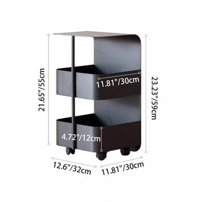 Modern Minimalist Movable Square Carbon Steel End Table 3-Tier For Living Room