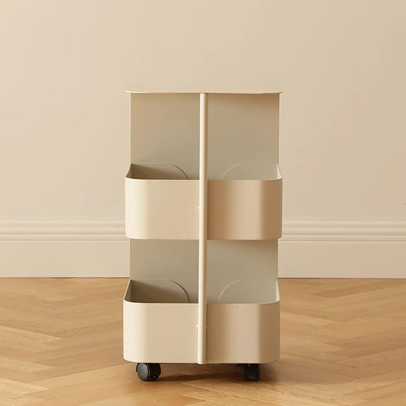 Modern Minimalist Movable Square Carbon Steel End Table 3-Tier For Living Room