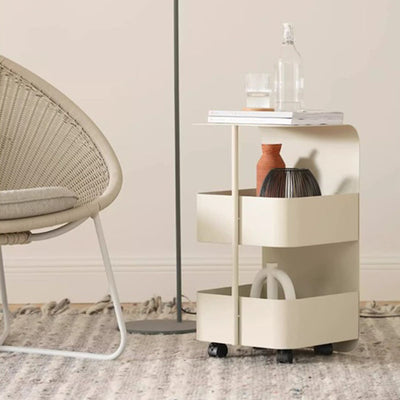 Modern Minimalist Movable Square Carbon Steel End Table 3-Tier For Living Room