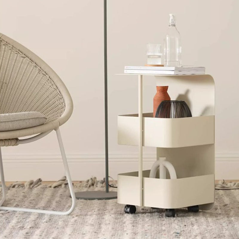 Modern Minimalist Movable Square Carbon Steel End Table 3-Tier For Living Room