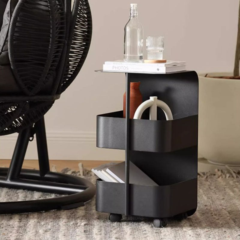 Modern Minimalist Movable Square Carbon Steel End Table 3-Tier For Living Room