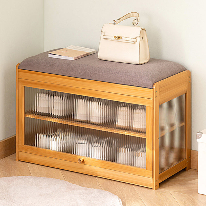 Contemporary Simplicity Square Cube Fabric Acrylic Bamboo Medium Density Fiberboard Flip Door Sitting Shoe Storage 2 - Tier For Entryways