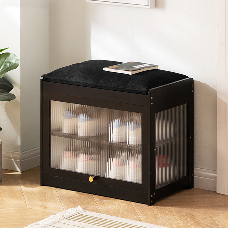 Contemporary Simplicity Square Cube Fabric Acrylic Bamboo Medium Density Fiberboard Flip Door Sitting Shoe Storage 2 - Tier For Entryways