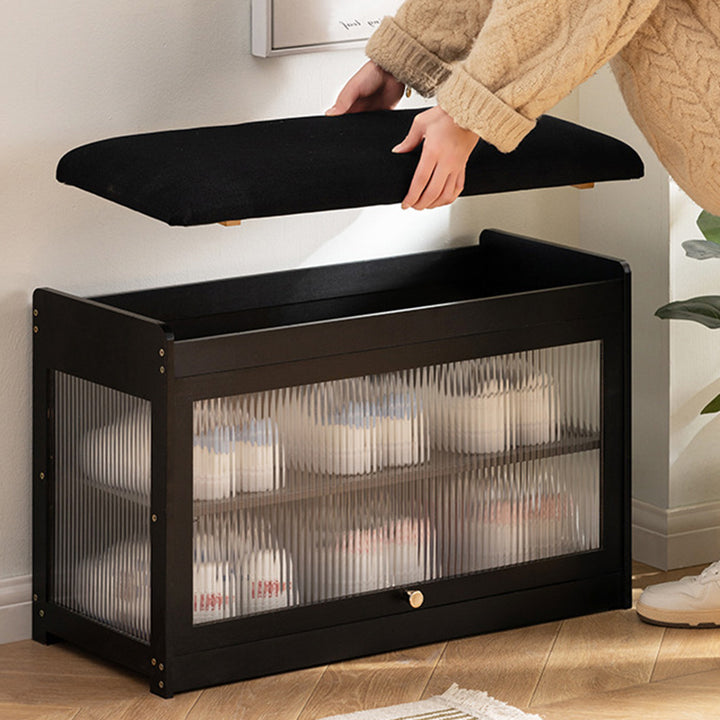 Contemporary Simplicity Square Cube Fabric Acrylic Bamboo Medium Density Fiberboard Flip Door Sitting Shoe Storage 2 - Tier For Entryways