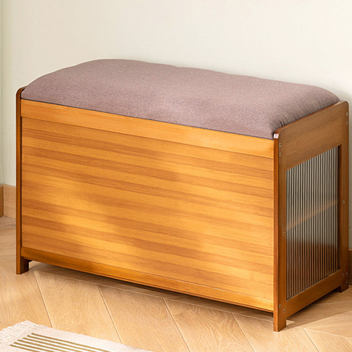 Contemporary Simplicity Square Cube Fabric Acrylic Bamboo Medium Density Fiberboard Flip Door Sitting Shoe Storage 2 - Tier For Entryways