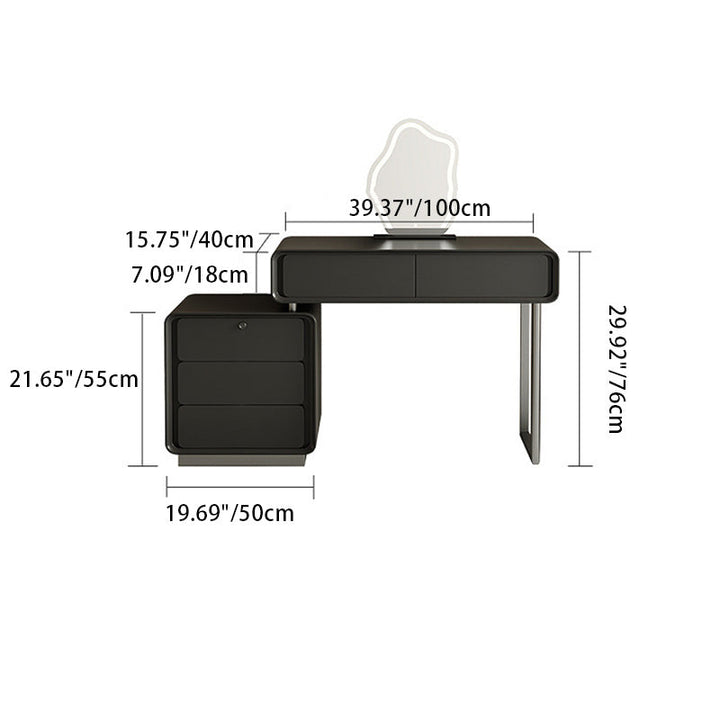 Moderner minimalistischer Schminktisch aus rechteckigem Sperrholz und Edelstahl mit 5 Schubladen fürs Schlafzimmer 