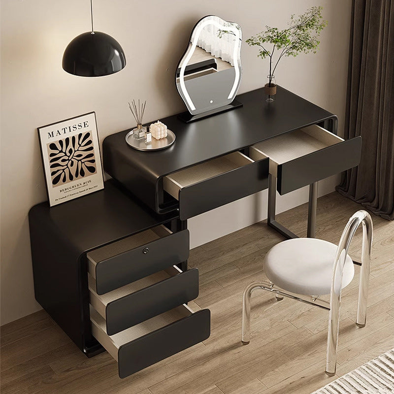 Moderner minimalistischer Schminktisch aus rechteckigem Sperrholz und Edelstahl mit 5 Schubladen fürs Schlafzimmer 