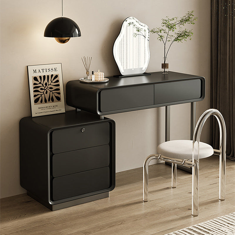 Moderner minimalistischer Schminktisch aus rechteckigem Sperrholz und Edelstahl mit 5 Schubladen fürs Schlafzimmer 