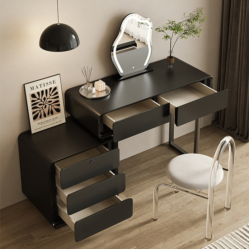 Moderner minimalistischer Schminktisch aus rechteckigem Sperrholz und Edelstahl mit 5 Schubladen fürs Schlafzimmer 