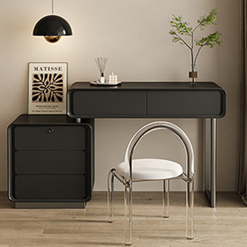 Moderner minimalistischer Schminktisch aus rechteckigem Sperrholz und Edelstahl mit 5 Schubladen fürs Schlafzimmer 