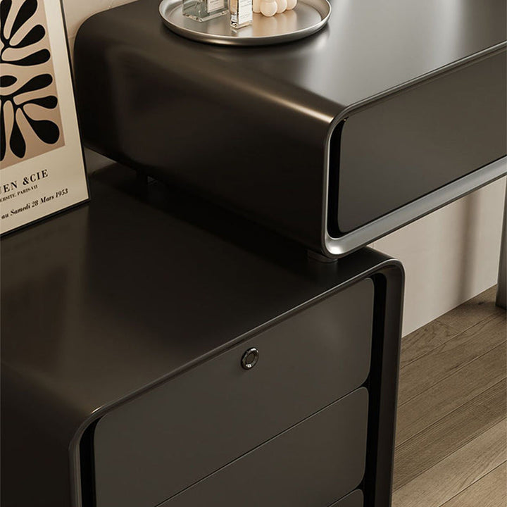 Moderner minimalistischer Schminktisch aus rechteckigem Sperrholz und Edelstahl mit 5 Schubladen fürs Schlafzimmer 