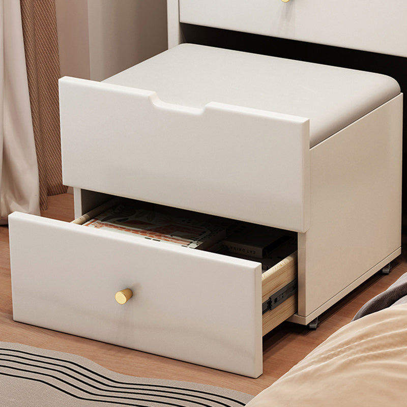 Simplicité moderne Coiffeuse en bois et cuir artificiel à 2 tiroirs pour chambre 