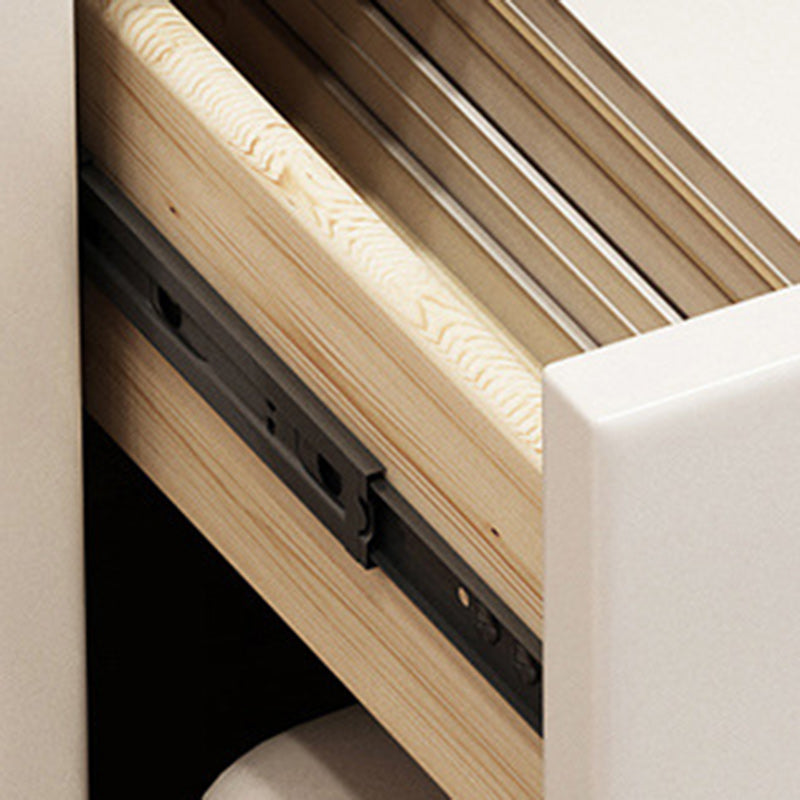 Simplicité moderne Coiffeuse en bois et cuir artificiel à 2 tiroirs pour chambre 