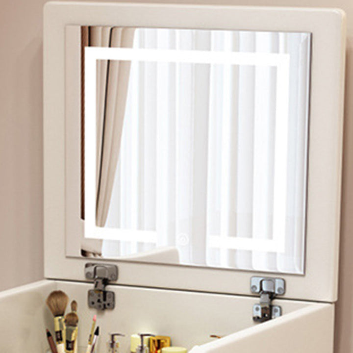 Simplicité moderne Coiffeuse en bois et cuir artificiel à 2 tiroirs pour chambre 