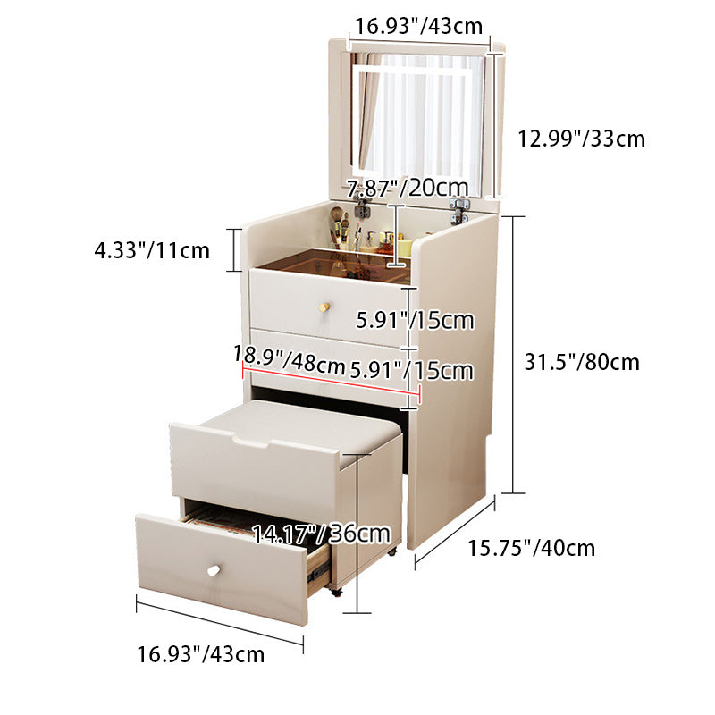 Simplicité moderne Coiffeuse en bois et cuir artificiel à 2 tiroirs pour chambre 