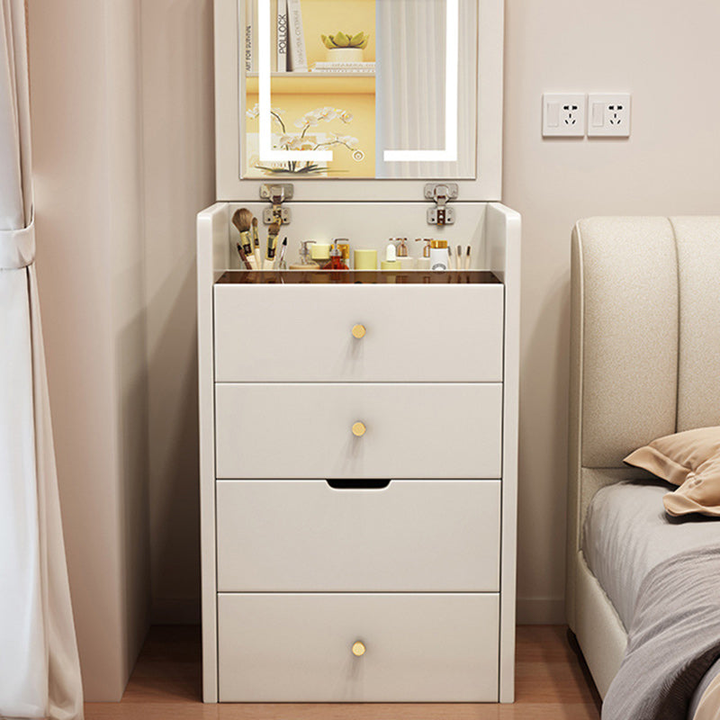 Simplicité moderne Coiffeuse en bois et cuir artificiel à 2 tiroirs pour chambre 