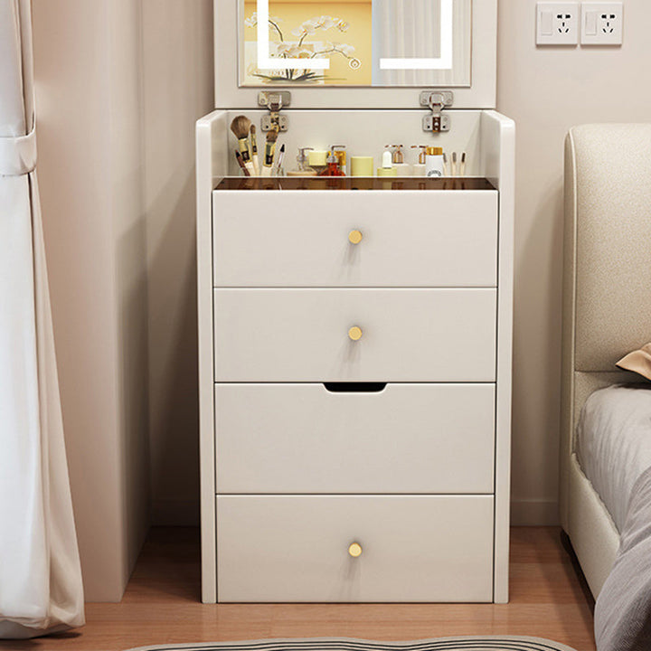 Simplicité moderne Coiffeuse en bois et cuir artificiel à 2 tiroirs pour chambre 