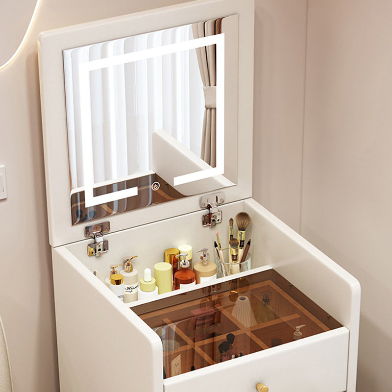 Simplicité moderne Coiffeuse en bois et cuir artificiel à 2 tiroirs pour chambre 