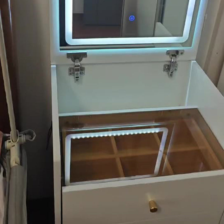Simplicité moderne Coiffeuse en bois et cuir artificiel à 2 tiroirs pour chambre 