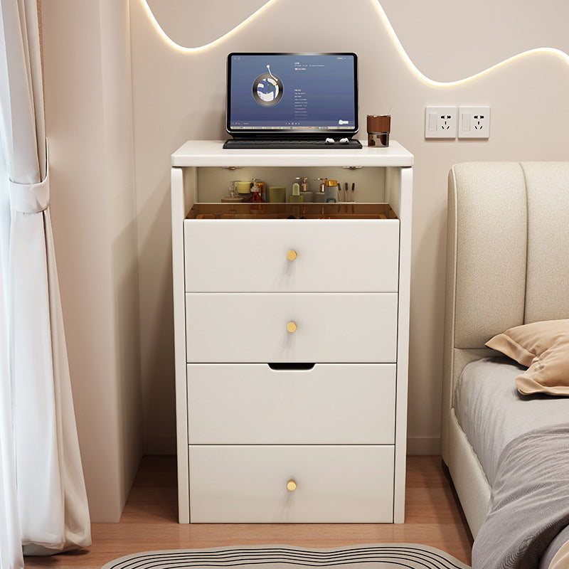 Simplicité moderne Coiffeuse en bois et cuir artificiel à 2 tiroirs pour chambre 