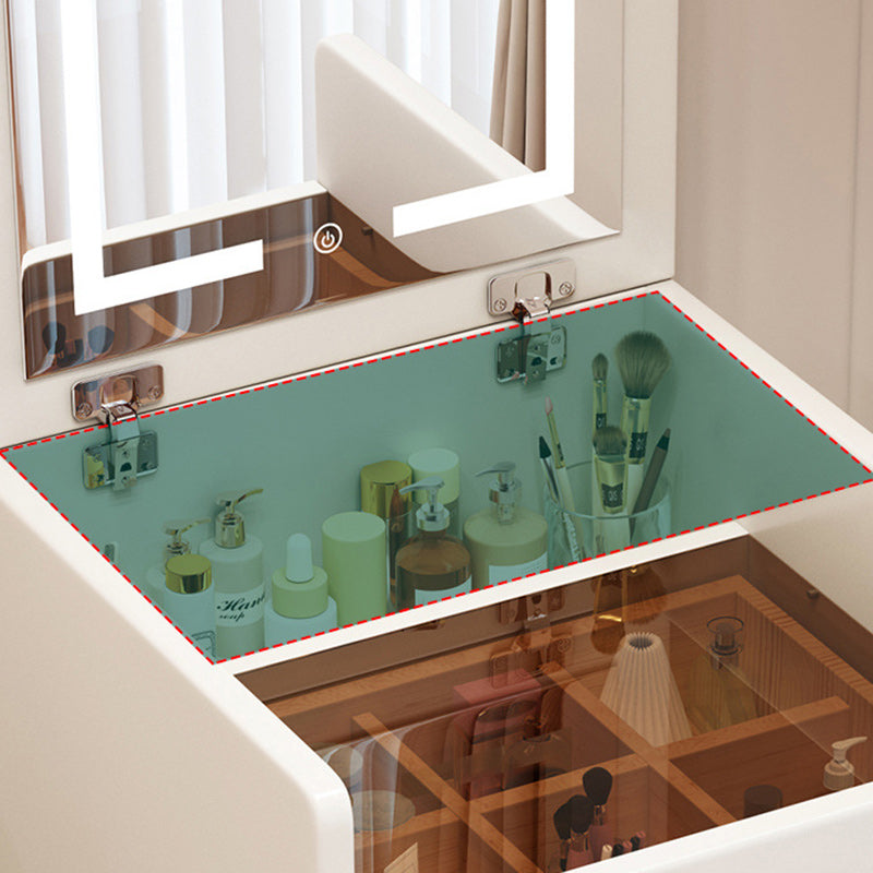 Simplicité moderne Coiffeuse en bois et cuir artificiel à 2 tiroirs pour chambre 
