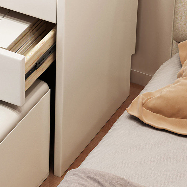 Simplicité moderne Coiffeuse en bois et cuir artificiel à 2 tiroirs pour chambre 
