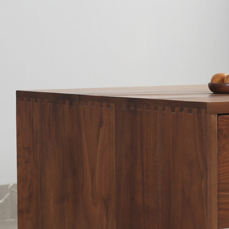 Mesa de centro rectangular moderna y minimalista de madera de nogal y paulownia con 4 cajones para salón 