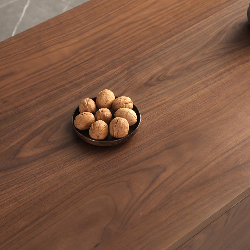 Mesa de centro rectangular moderna y minimalista de madera de nogal y paulownia con 4 cajones para salón 